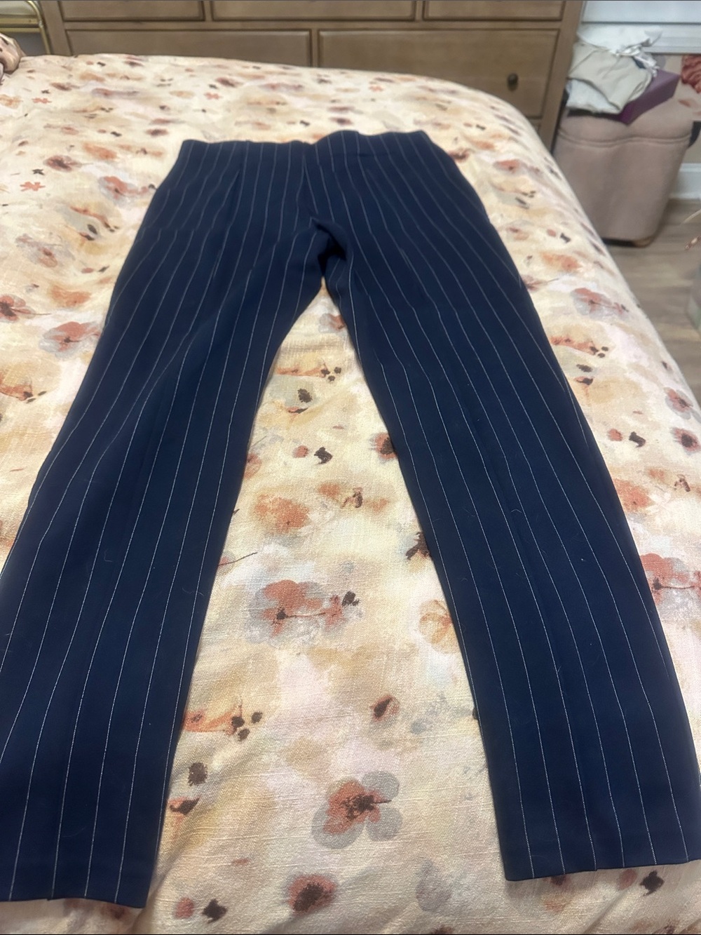 Jones New York Navy Pinstripe Straight Leg Pants